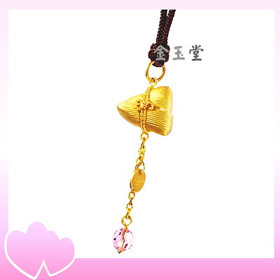 桃花人緣～粉水晶金墜飾