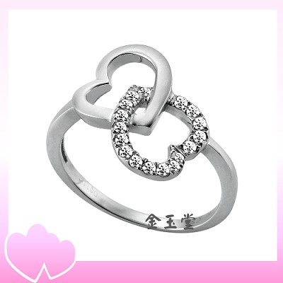 心心相印~天然鑽石白k金開運戒